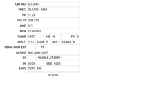 M1554T Baldor AC Motors Nameplate