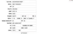 CESSWDM41906T Baldor AC Motors Nameplate