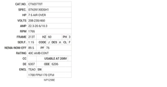 CTM3770T Baldor AC Motors Nameplate