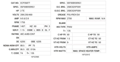 ECP3587T Baldor AC Motors Nameplate