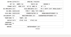 ECP4413T-4 Baldor AC Motors Nameplate