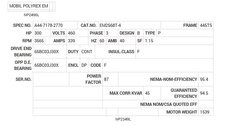 EM2568T-4 Baldor AC Motors Nameplate