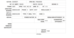 EM4403T Baldor AC Motors Nameplate