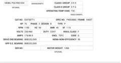 EM7587T-I Baldor AC Motors Nameplate