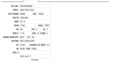 EMVM3546D Baldor AC Motors Nameplate