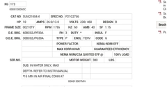 SUM21004-4 Baldor AC Motors Nameplate