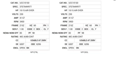 UCC10150 Baldor AC Motors Nameplate