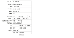 CTM3768T Baldor AC Motors Nameplate
