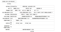 ECP4404TR-4 Baldor AC Motors Nameplate