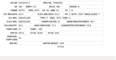ECP4416T-4 Baldor AC Motors Nameplate