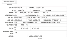 ECP4315T-4 Baldor AC Motors Nameplate