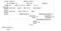 EM2583T-4 Baldor AC Motors Nameplate
