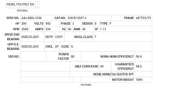 EM251302T-4 Baldor AC Motors Nameplate