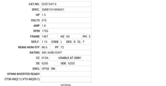 EM3154T-5 Baldor AC Motors Nameplate