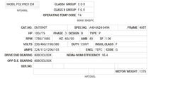 EM7090T Baldor AC Motors Nameplate