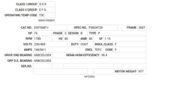 EM7568T-I Baldor AC Motors Nameplate