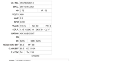 VECP83586T-4 Baldor AC Motors Nameplate
