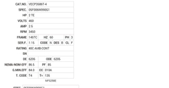 VECP3586T-4 Baldor AC Motors Nameplate