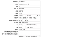 VEM3556T Baldor AC Motors Nameplate