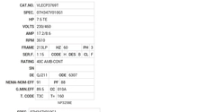 VLECP3769T Baldor AC Motors Nameplate