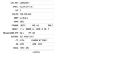 CEM3586T Baldor AC Motors Nameplate