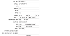 CEM3660T-5 Baldor AC Motors Nameplate