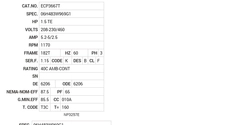 ECP3667T Baldor AC Motors Nameplate