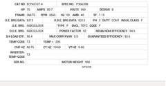 ECP4313T-4 Baldor AC Motors Nameplate