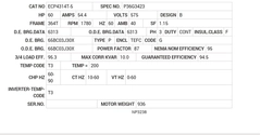 ECP4314T-5 Baldor AC Motors Nameplate