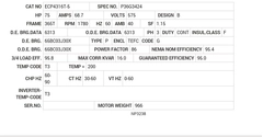 ECP4316T-5 Baldor AC Motors Nameplate
