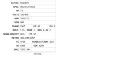 EM2401T Baldor AC Motors Nameplate