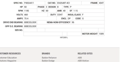 EM2548T-4CI Baldor AC Motors Nameplate