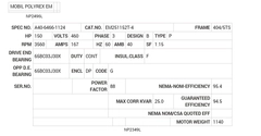EM251152T-4 Baldor AC Motors Nameplate