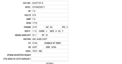 EM3770T-5 Baldor AC Motors Nameplate