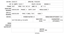 EM4312T Baldor AC Motors Nameplate
