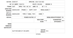 EM4314T Baldor AC Motors Nameplate