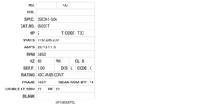 L5031T Baldor AC Motors Nameplate