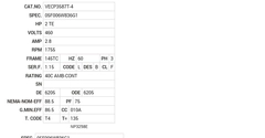 VECP3587T-4 Baldor AC Motors Nameplate