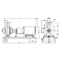Grundfos NK 040-070/5.51AA1G6S3ESBQQEFY6 Dimensions 4 Hole Mount