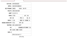 MVM3542D Baldor AC Motors Nameplate