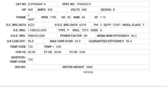 ECP49404T-4 Baldor AC Motors Nameplate