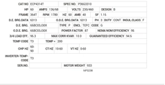 ECP4314T Baldor AC Motors Nameplate