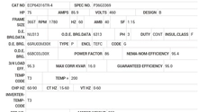 ECP64316TR-4 Baldor AC Motors Nameplate