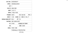 EIM3540A-P Baldor AC Motors Nameplate