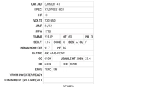 EJPM3714T Baldor AC Motors Nameplate