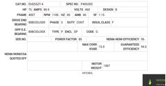 EM2552T-4 Baldor AC Motors Nameplate