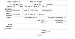 EM2559T-4CI Baldor AC Motors Nameplate