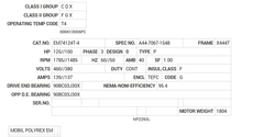 EM74124T-4 Baldor AC Motors Nameplate