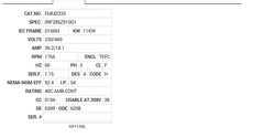 EMM2333 Baldor AC Motors Nameplate