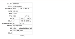 EMM3554 Baldor AC Motors Nameplate